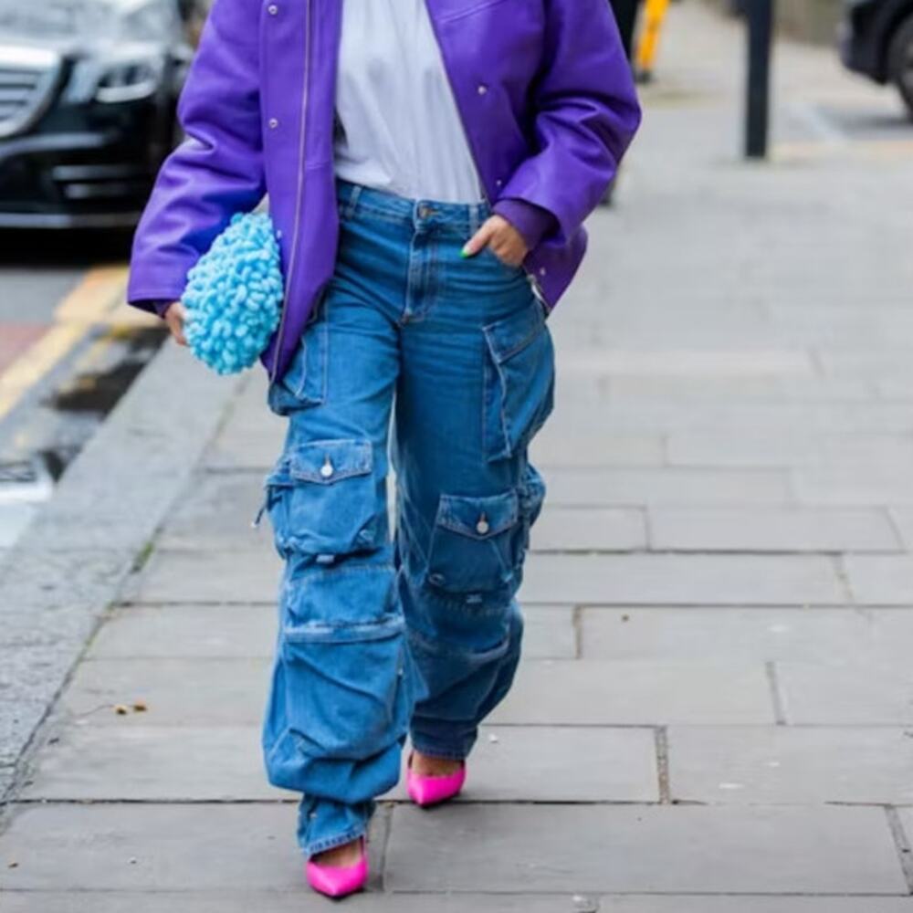 Nichole Lynel Baggy Wide Leg Cargo Oversized Womens Jeans Size M Streetwear Punk